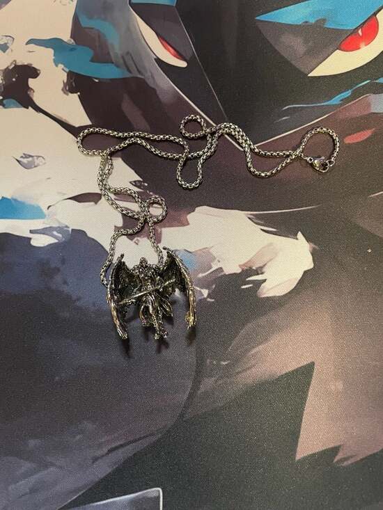 Unbranded Jewelry - Silver Tone Gothic Winged Warrior Angel Pendant Necklace